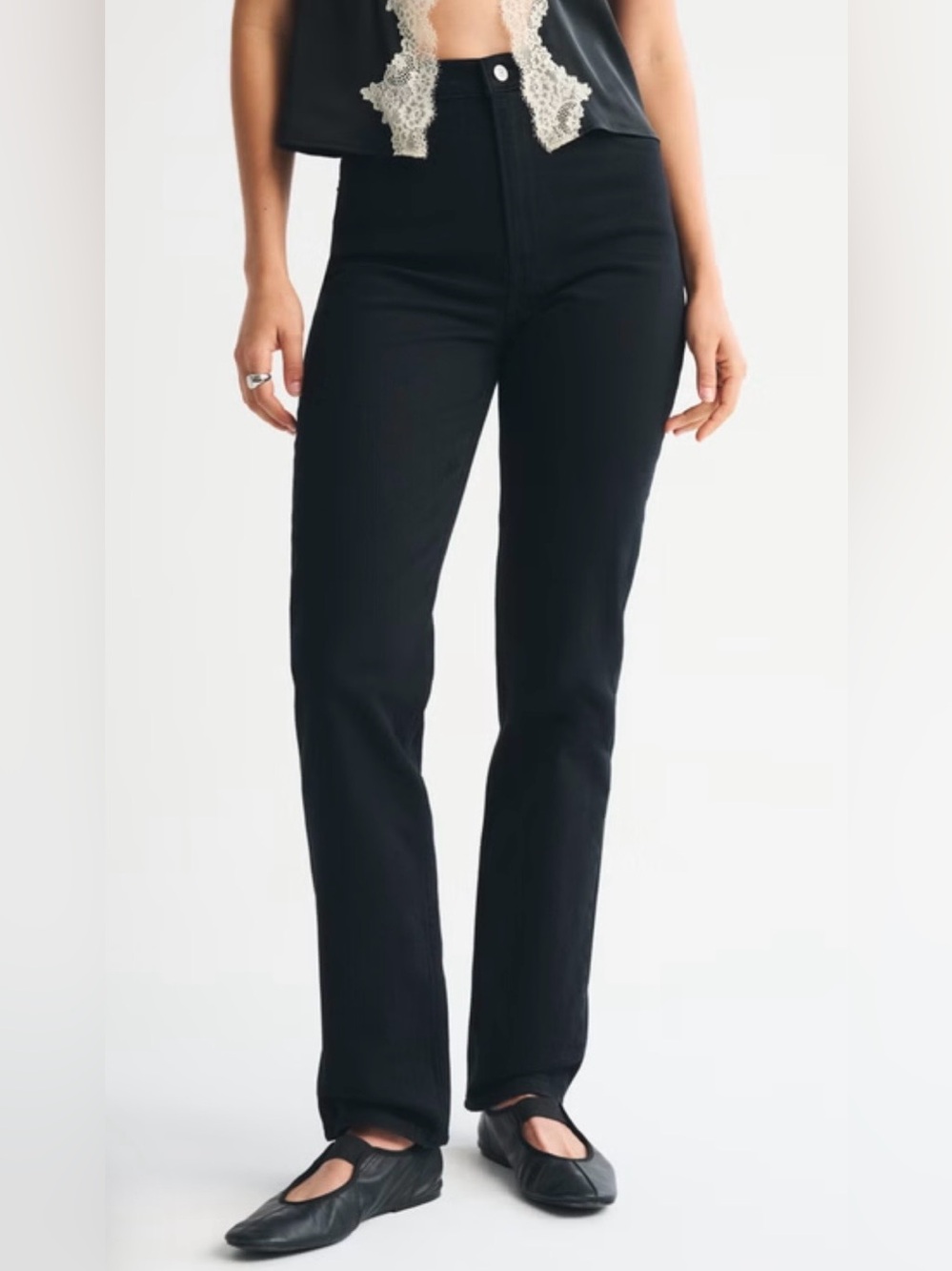 Abercrombie & Fitch The 90s Straight Ultra High Rise Jeans Faded Black